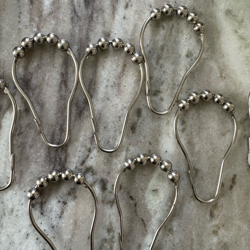 Silver Beaded Shower Curtain Hooks